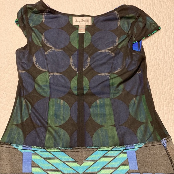 Joseph Ribkoff Midi Knit Dress in Bold Graphic Pattern | Cap Sleeves - Picture 11 of 16